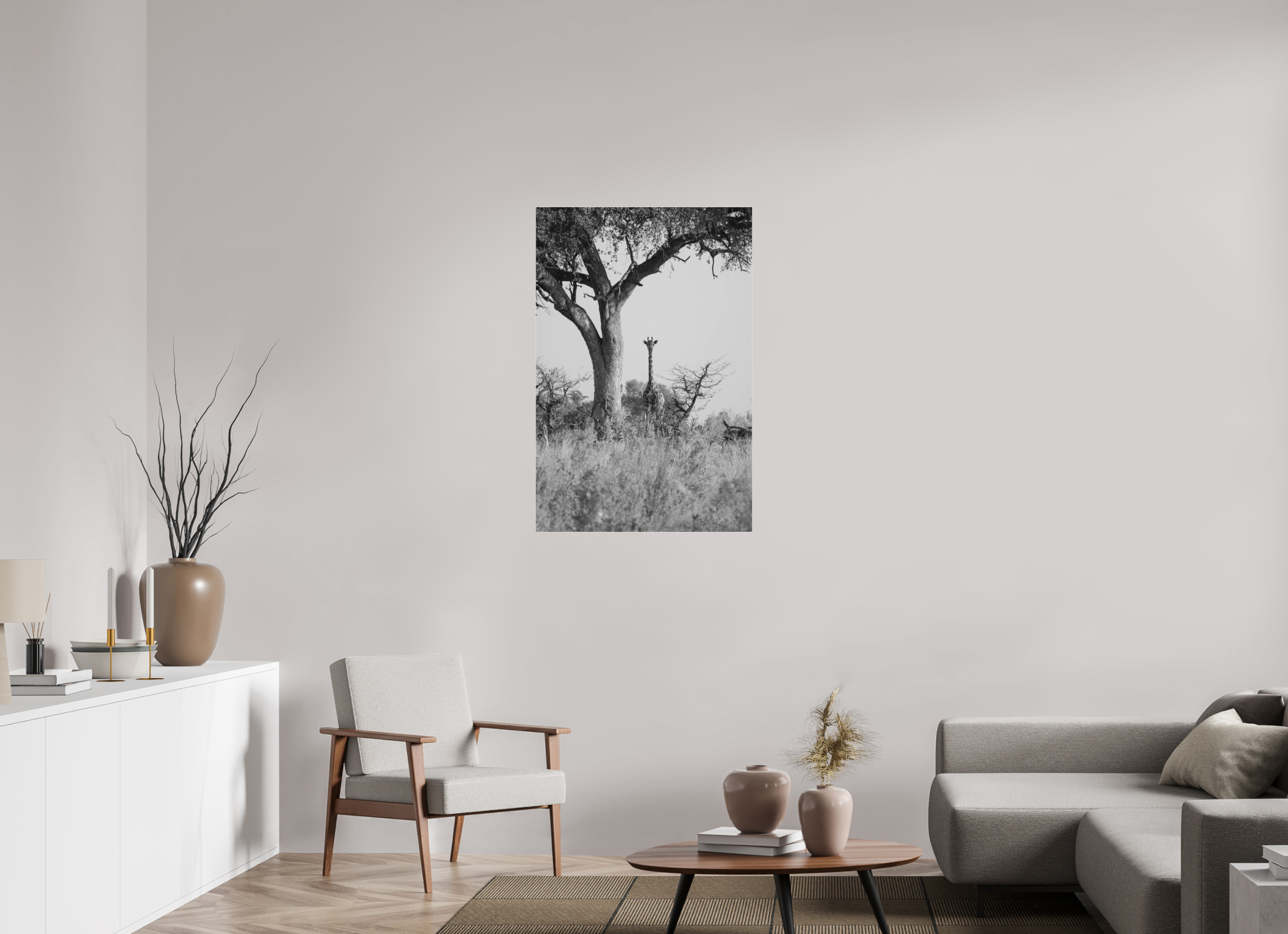 70 x 105 cm, Photo Print Under Acrylic Glass Giraffe, Okavango Delta, Botswana, 2025