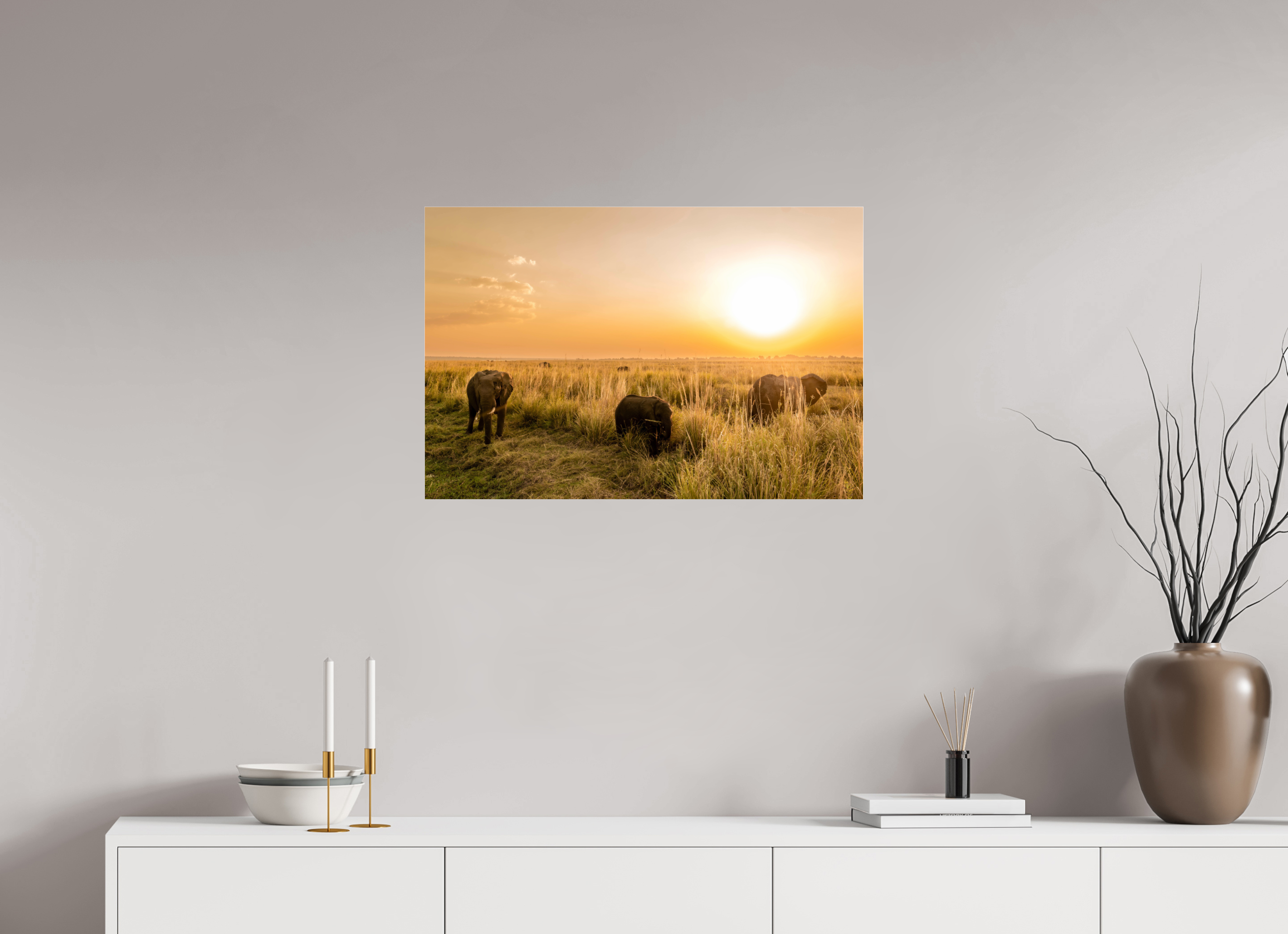 75 x 50 cm, Photo Print Under Acrylic Glass Elefant on Island, Chobe River, Namibia, 2025