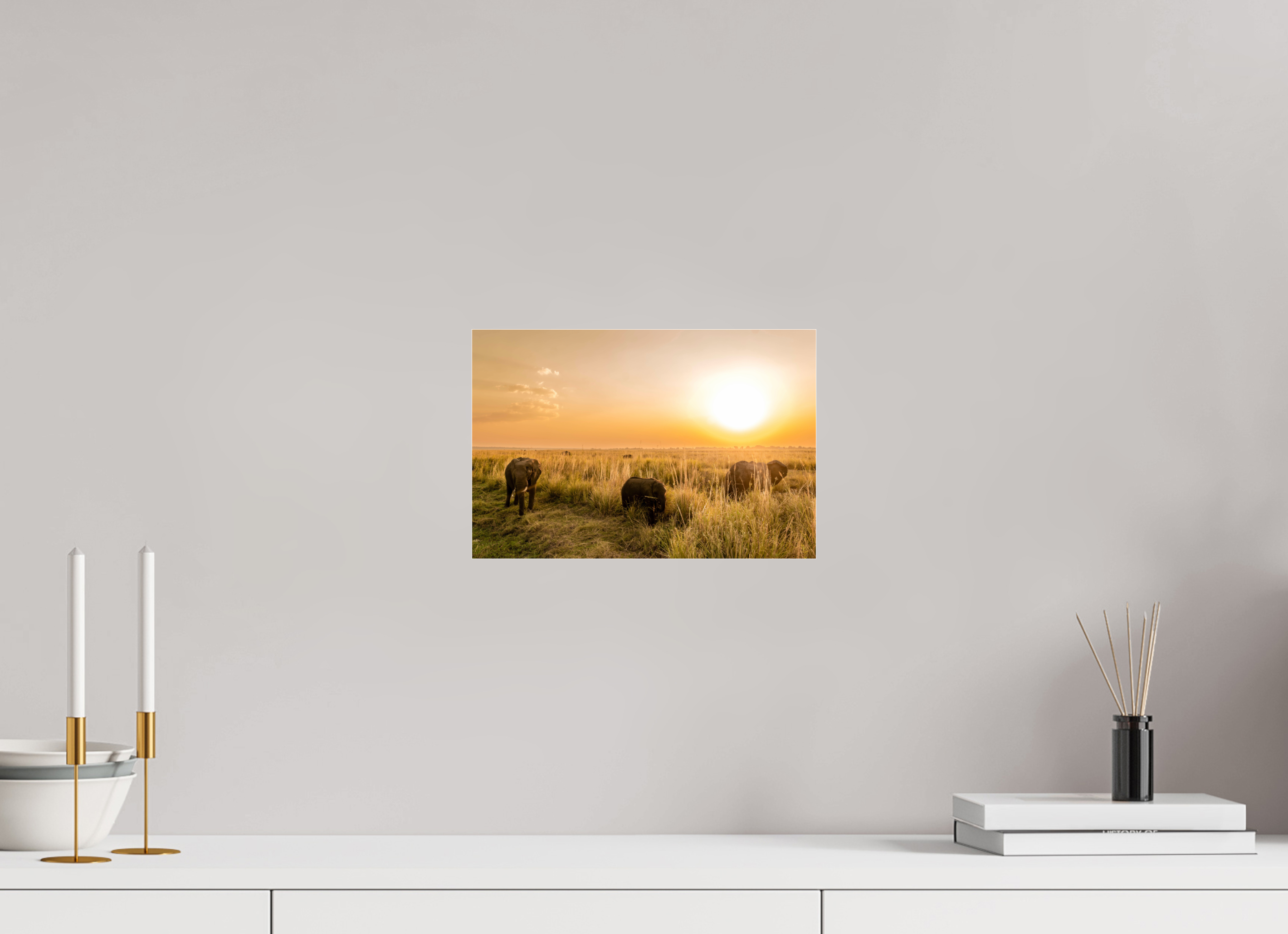 30 x 20 cm, Photo Print Under Acrylic Glass Elefant on Island, Chobe River, Namibia, 2025