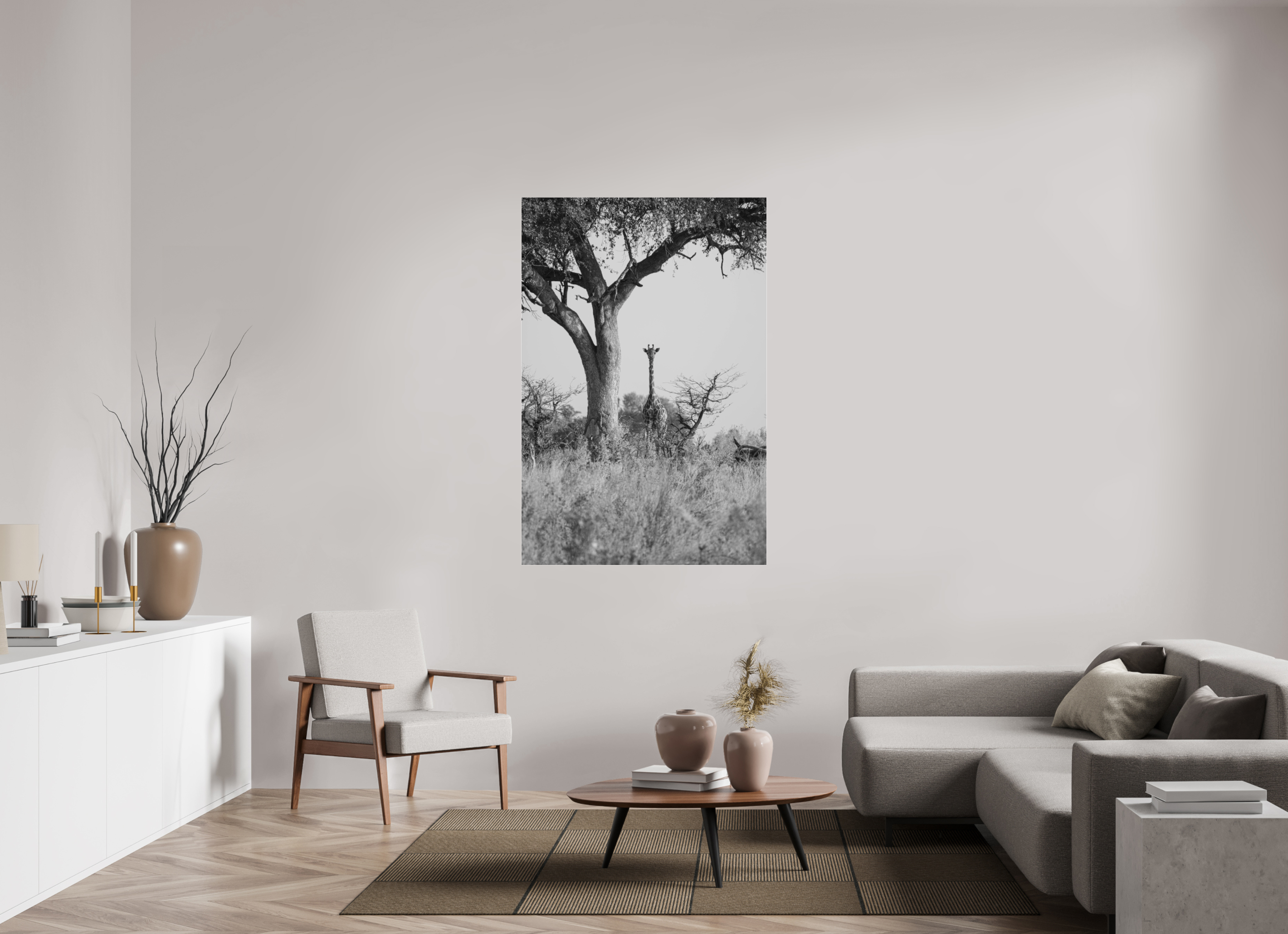 100 x 150 cm, Photo Print Under Acrylic Glass Giraffe, Okavango Delta, Botswana, 2025