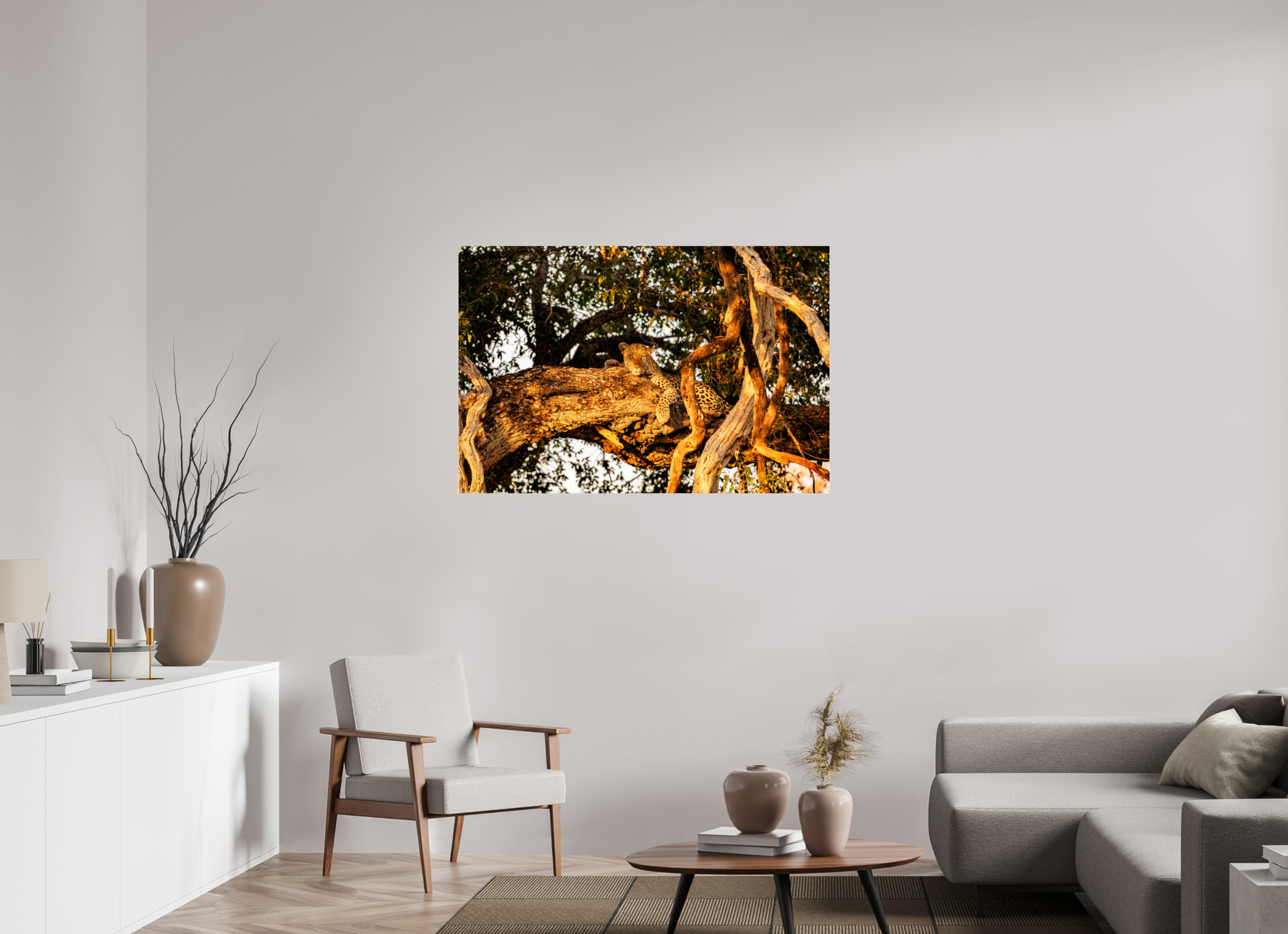 120 x 80 cm, Photo Print Under Acrylic Glass Leopard_Okavango_Delta