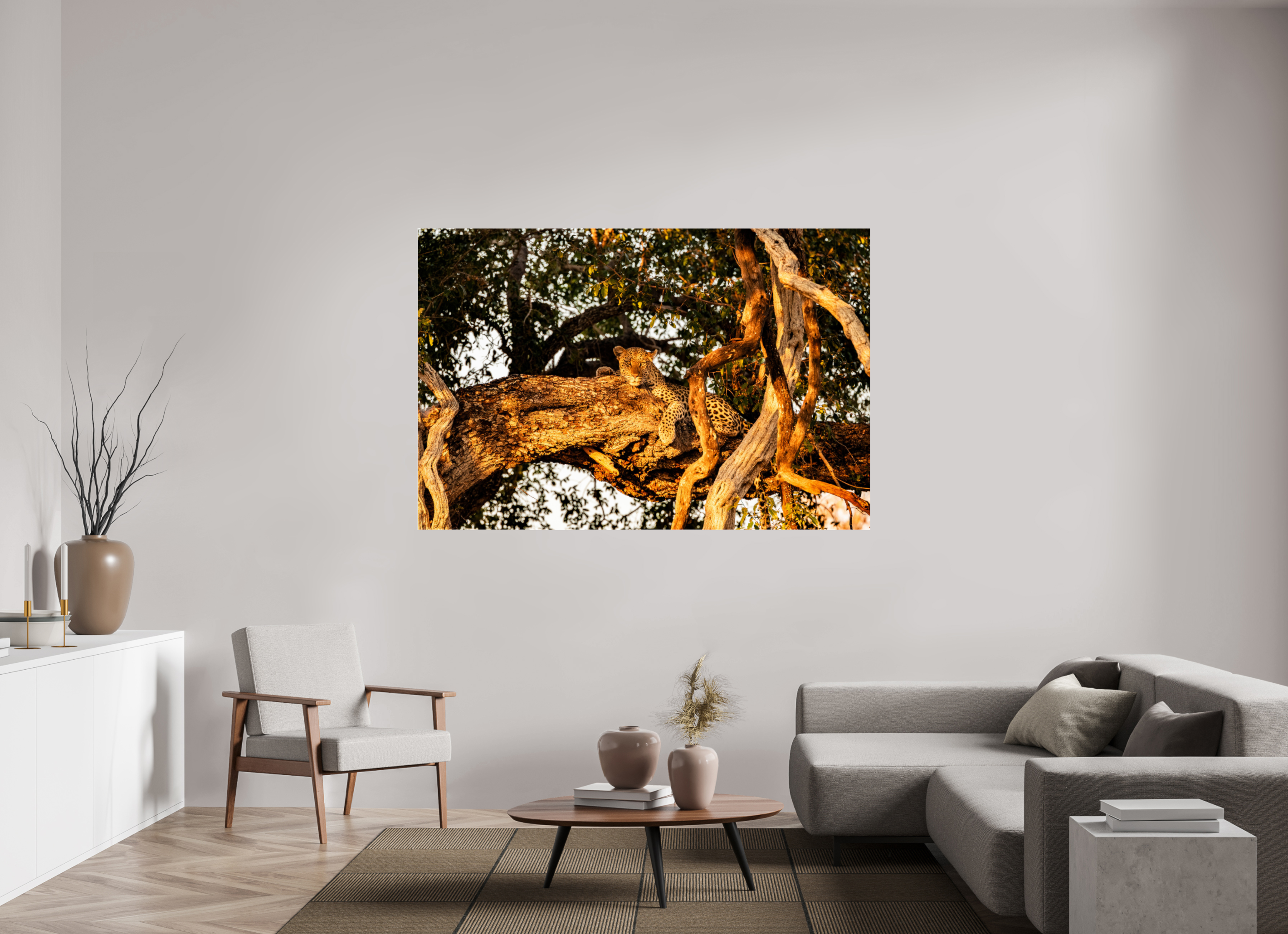 180 x 120 cm, Photo Print Under Acrylic Glass Leopard_Okavango_Delta