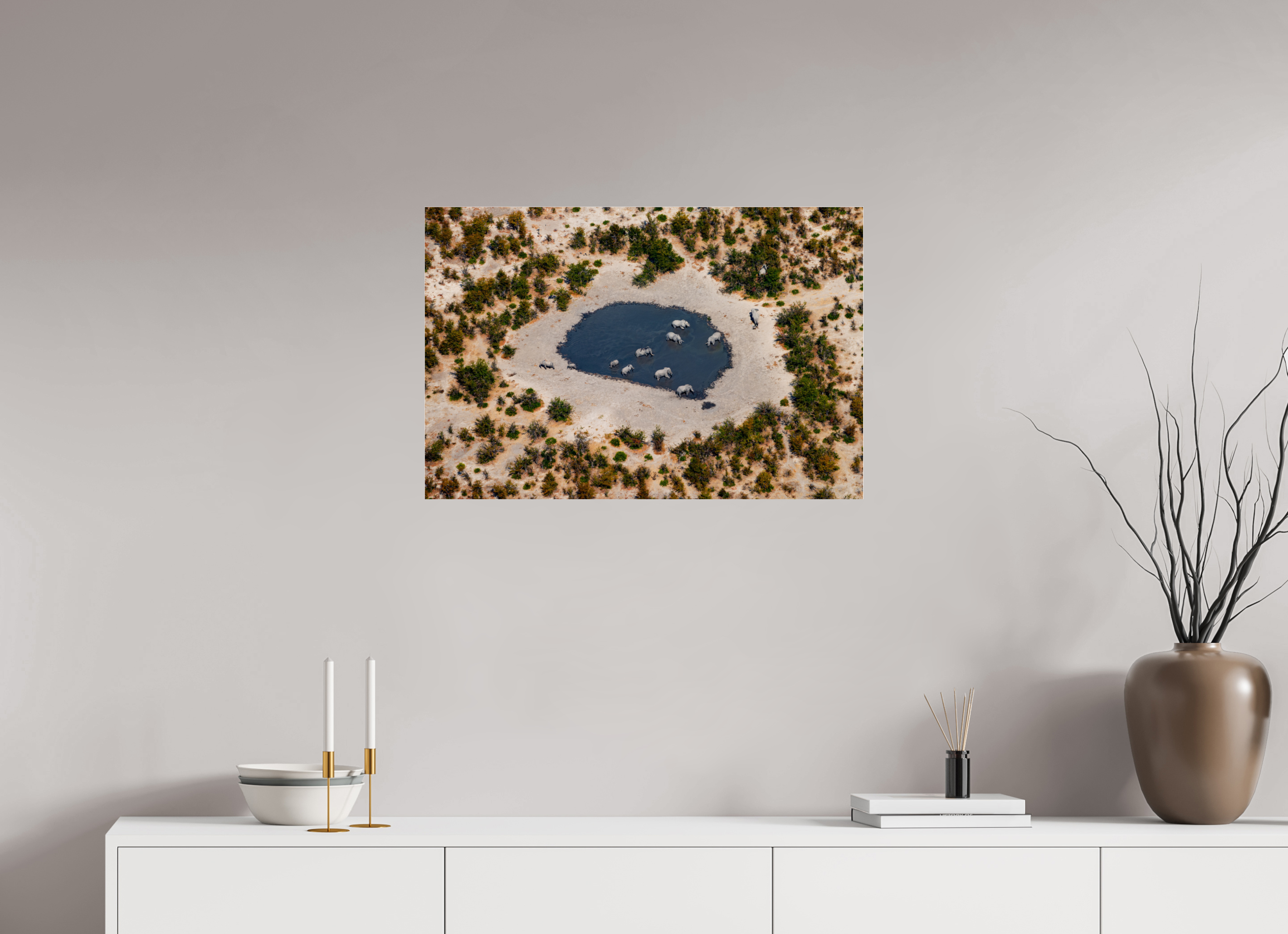 75 x 50 cm, Photo Print Under Acrylic Glass Elefant from above, Caprivi, Namibia, 2025