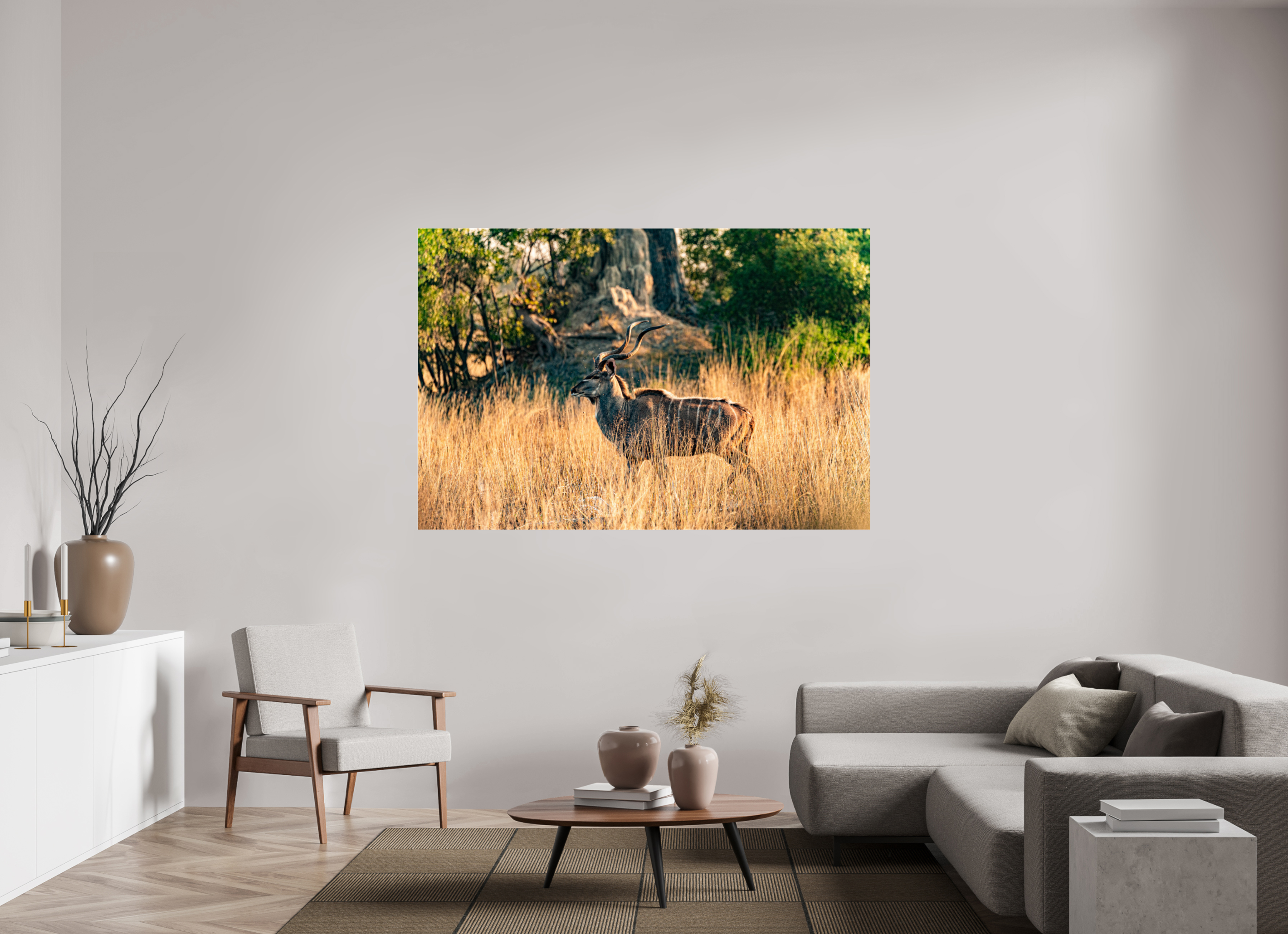 180 x 120 cm, Photo Print Under Acrylic Glass Kudu Antilope, Okavango Delta, Botswana, 2025
